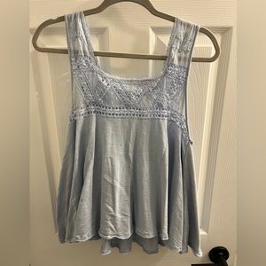 Free People Costa Mesh Open Back Tank Flowy Babydoll Lace Pale